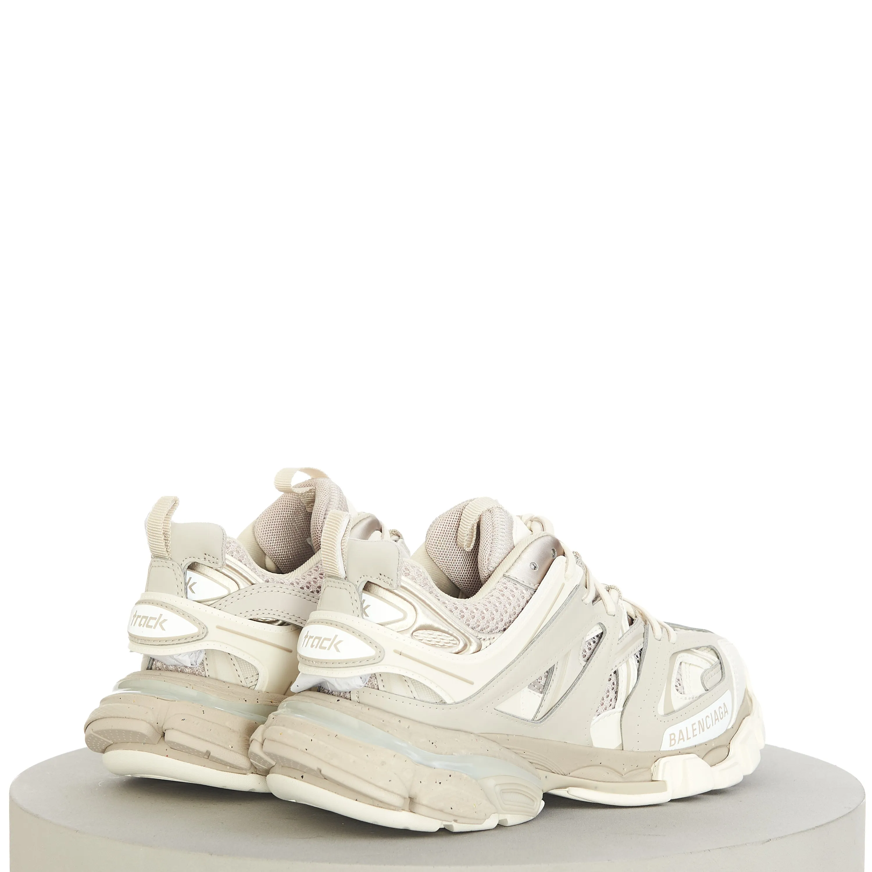 Women's Track Sneaker Recycled Sole In Light Beige Mesh & Nylon