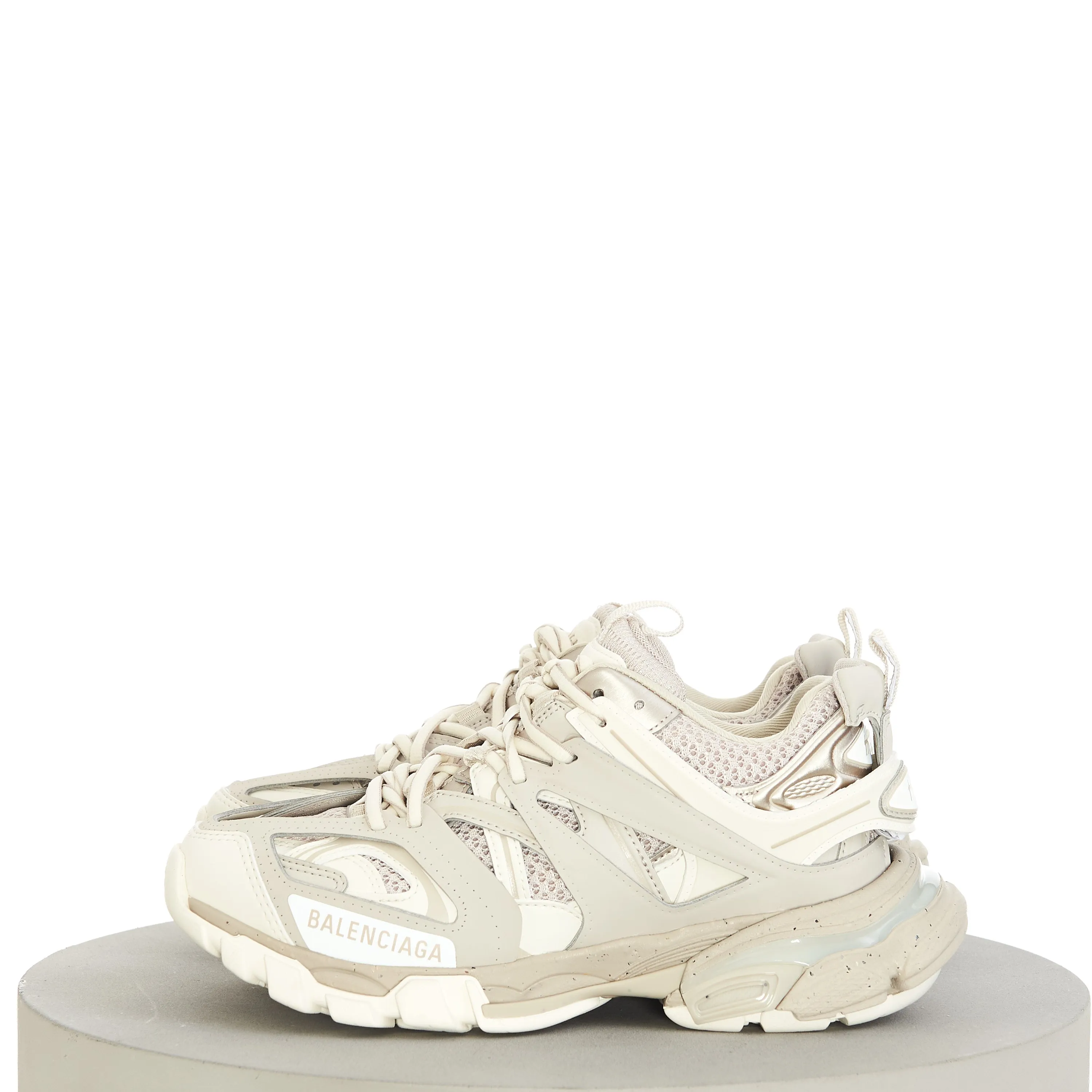 Women's Track Sneaker Recycled Sole In Light Beige Mesh & Nylon