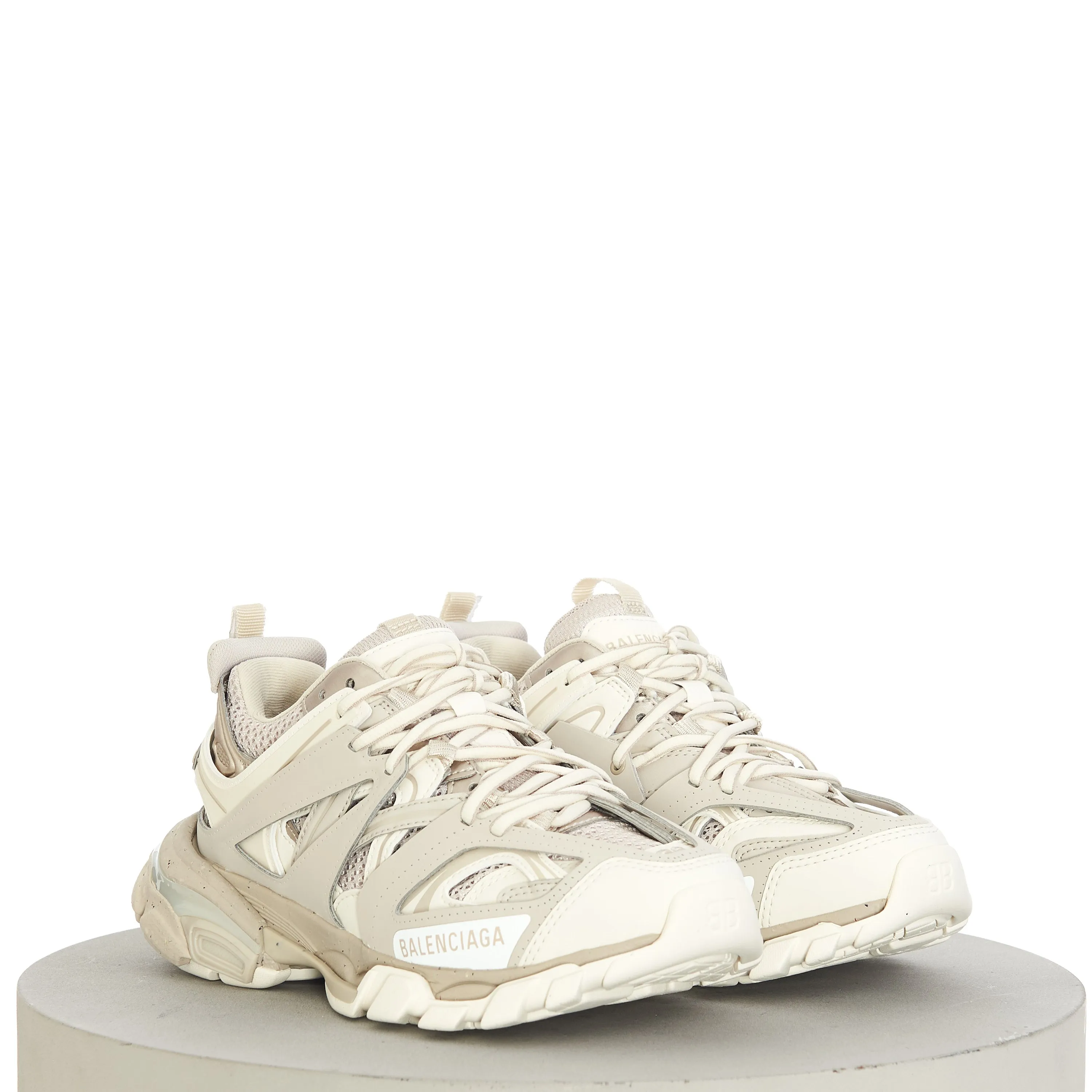 Women's Track Sneaker Recycled Sole In Light Beige Mesh & Nylon